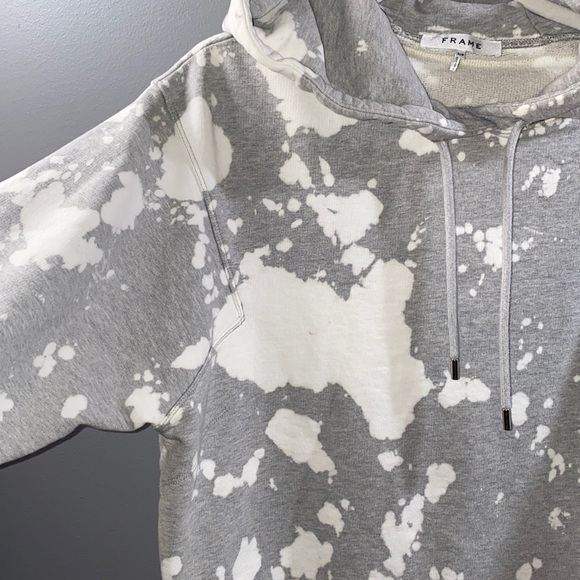 FRAME Denim Easy Hoodie, Grey + White-Small - Picture 7 of 9